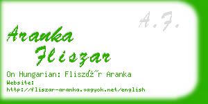 aranka fliszar business card